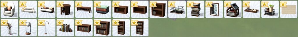 Eine Übersicht von den neuen Bauobjekten im Sims 4 Book Nook Kit