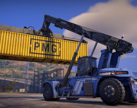 Hafen Teleskoplader mit Container