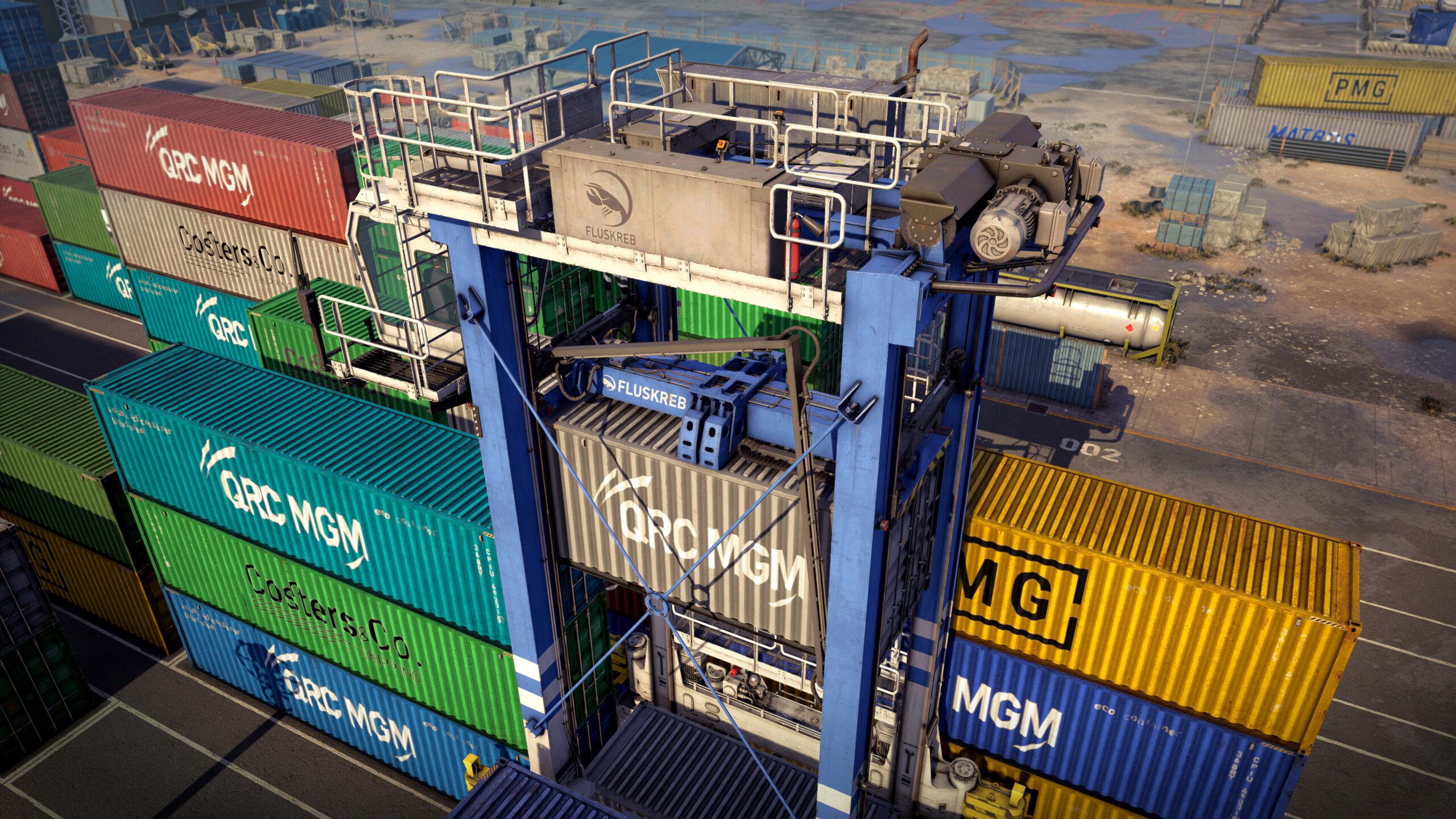 Docked Demo Review - Wie gut ist die Hafensimulation von Saber Interactive? 2 Containerkran mit Container aus der Docked Demo