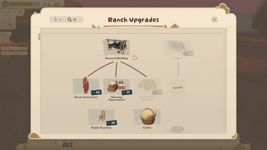 Upgrade Bildschirm aus Little Sheep Valley